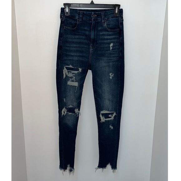 American Eagle Size 2S Next Level Stretch Distressed Dark Wash - Picture 1 of 4